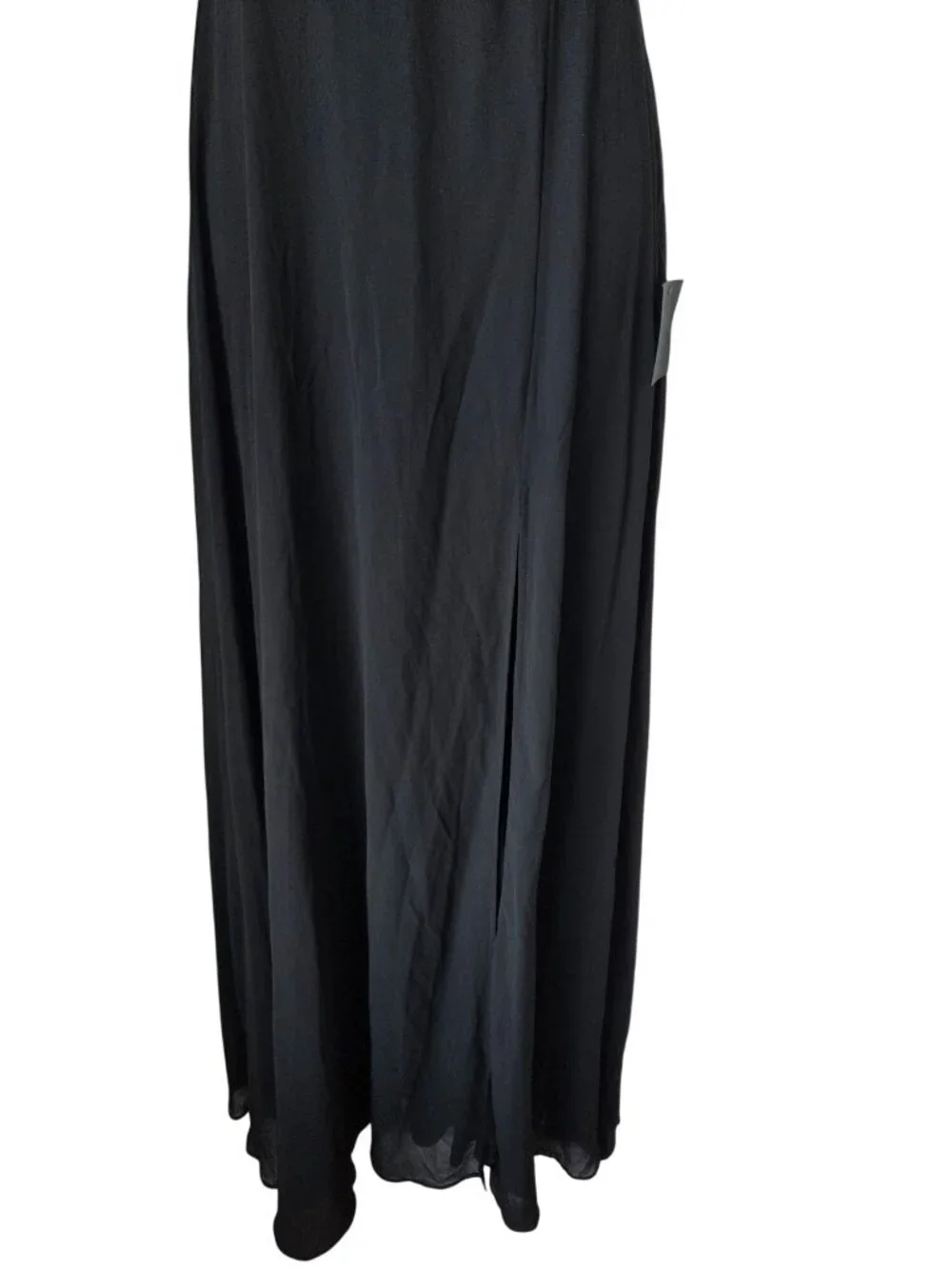 Lulus Elegant Black Maxi Dress With Ruched Bodice Spaghetti Straps & High Slit -